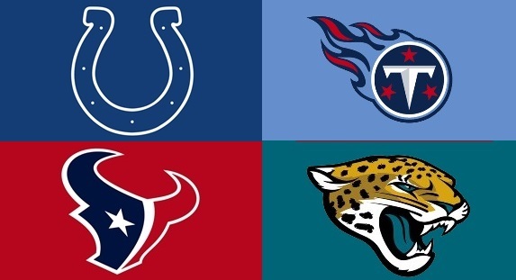 AFC South team logos, Indianapolis Colts, Tennessee Titans, Houston Texans, Jacksonville Jaguars
