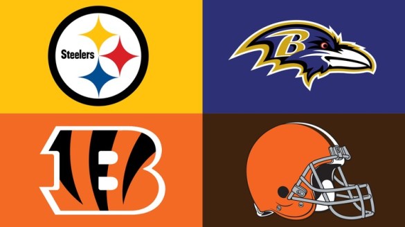 AFC North team logos, Pittsburgh Steelers, Baltimore Ravens, Cincinnati Bengals, Cleveland Browns