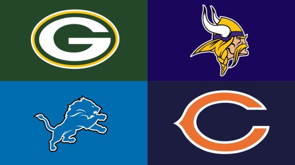 NFC North Team Logos, Green Bay Packers, Minnesota Vikings, Detroit Lions, Chicago Bears